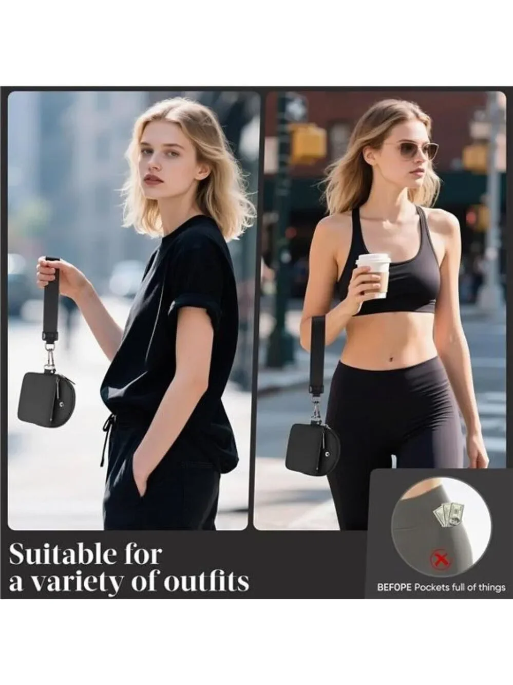 Women Keychain Wristlet Wallet Mini Zip Pouch Card Holder Coin Purse Travel
